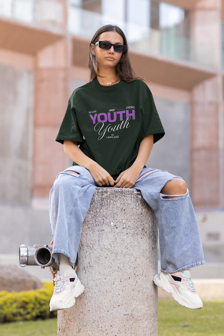 UNISEX BOTTLE GREEN OVERSIZED T-SHIRT 
