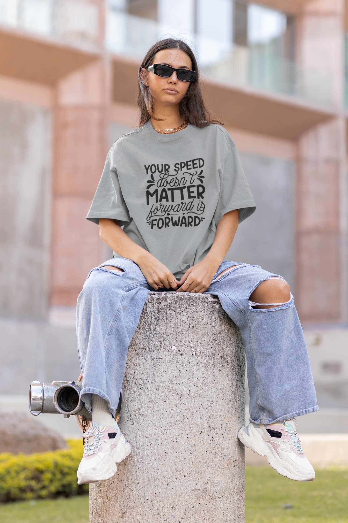WOMENS SILVER FROST OVERSIZED T-SHIRT