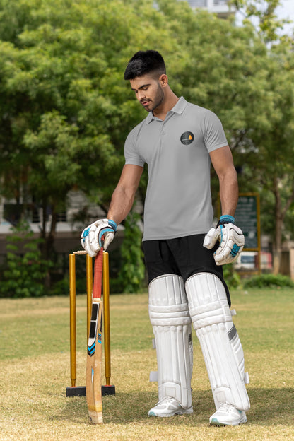 MENS MELANGE GREY POLO T-SHIRT