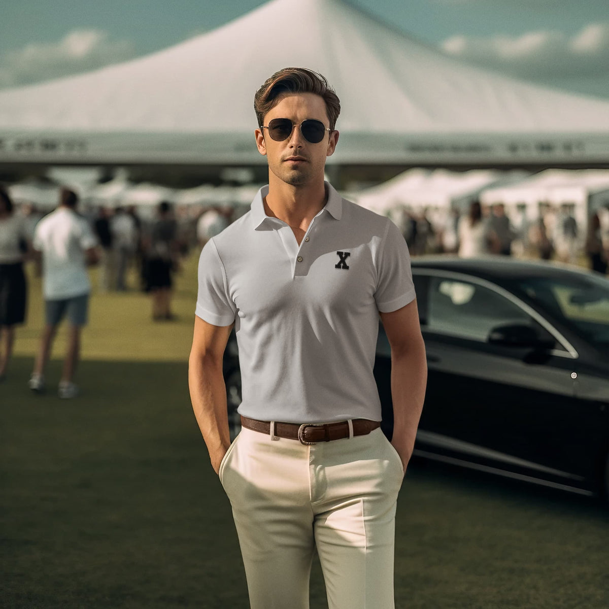 Men's Melange Grey Polo T-shirts