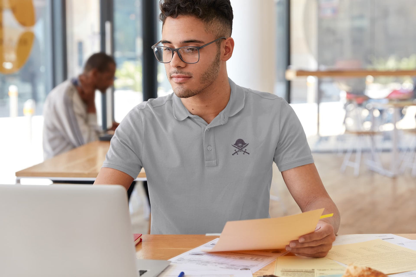 Men's Melange Grey Polo T-shirts