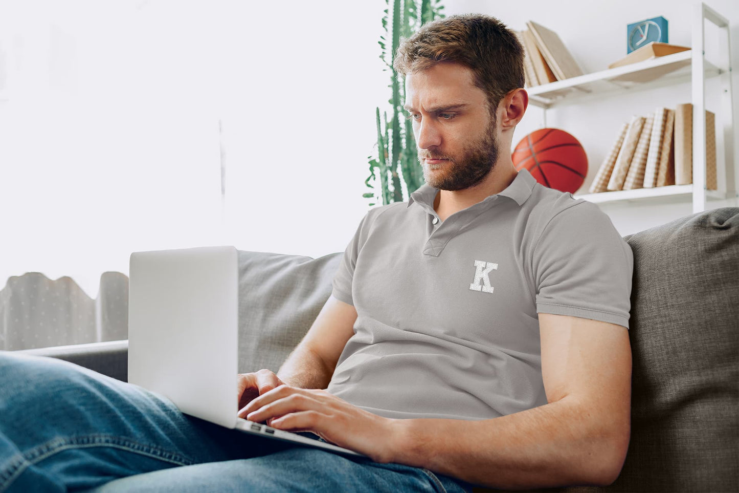 Men's Melange Grey Polo T-shirts