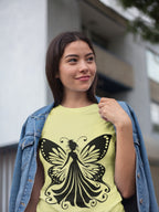 Women's Butter Yellow Round Neck T-shirts