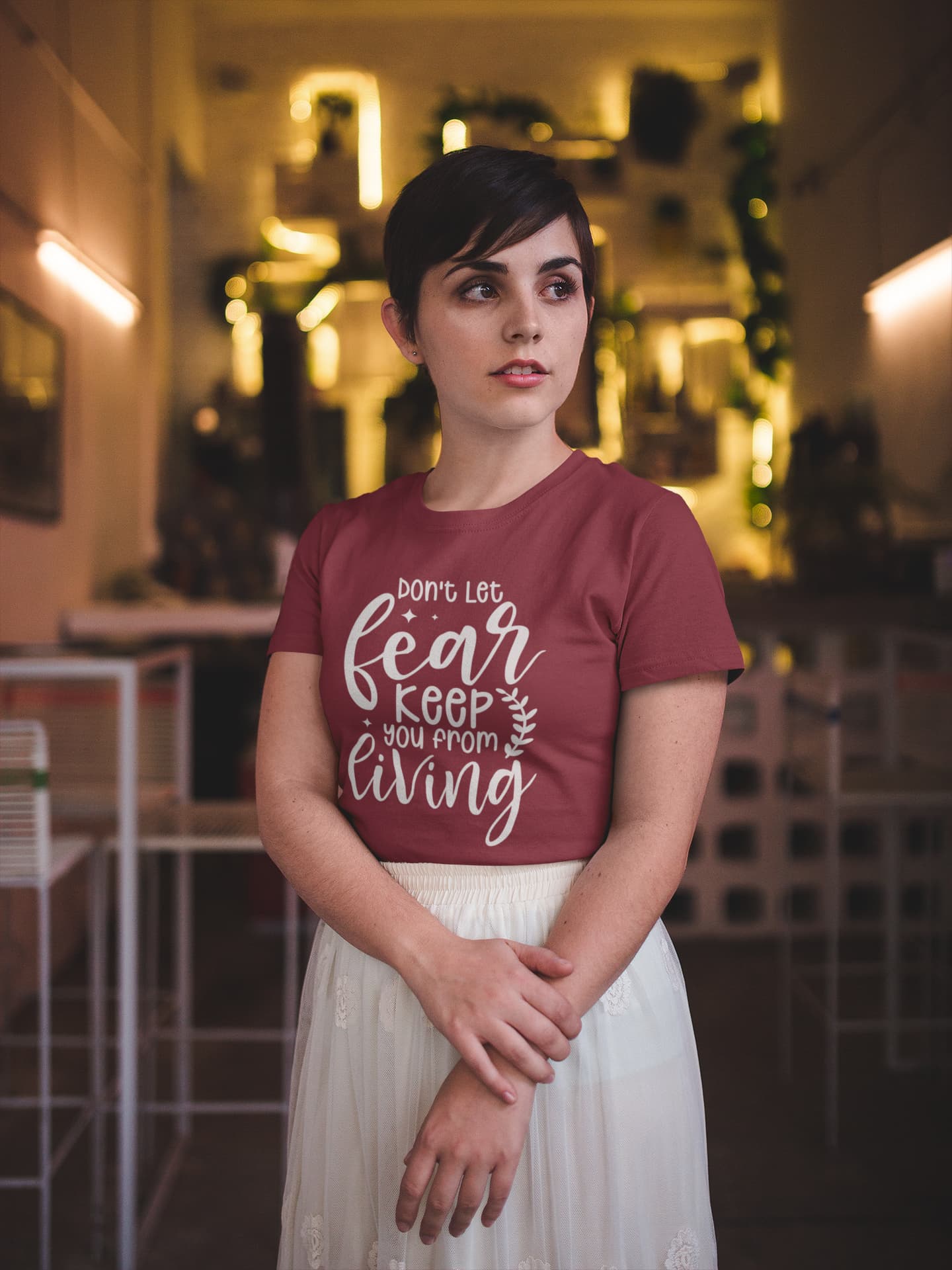 WOMENS MAROON ROUNDNECK T-SHIRT