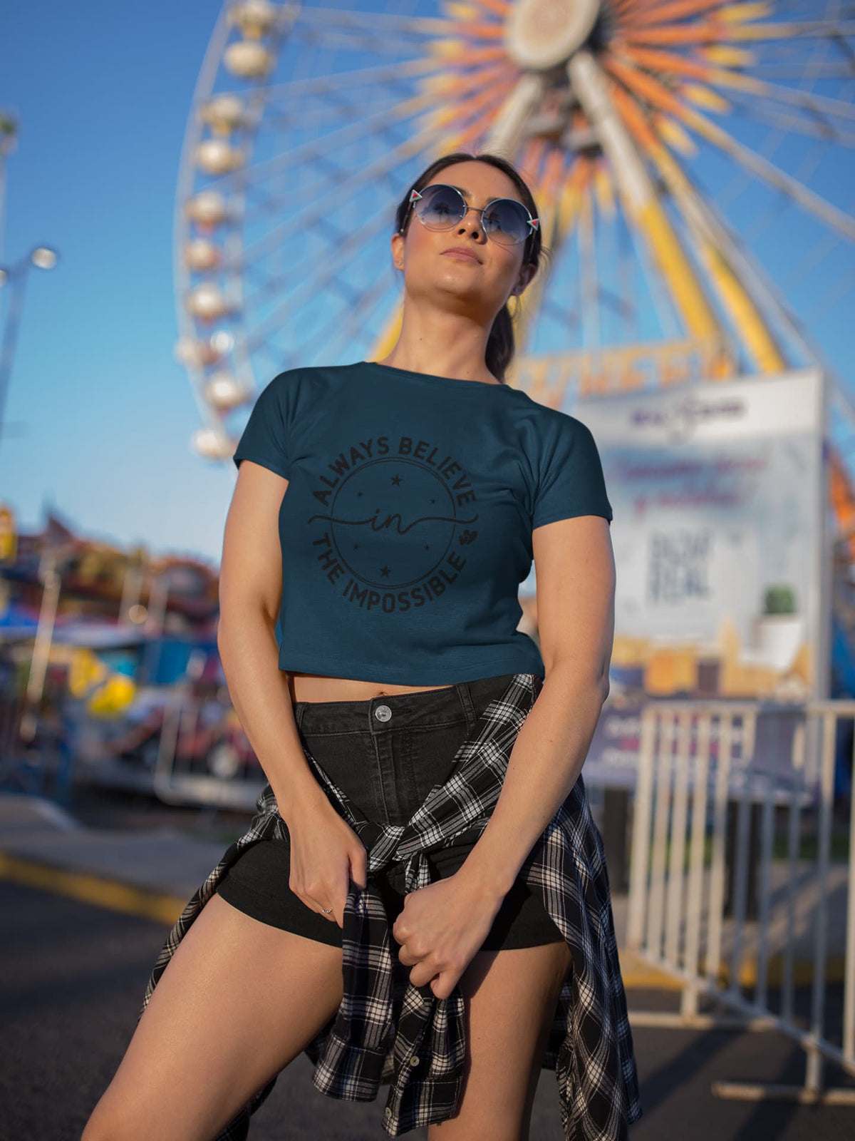 Karavirs® Convinced Navy Blue crop top for women India