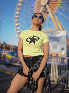 WOMENS BUTTER YELLOW CROP TOP