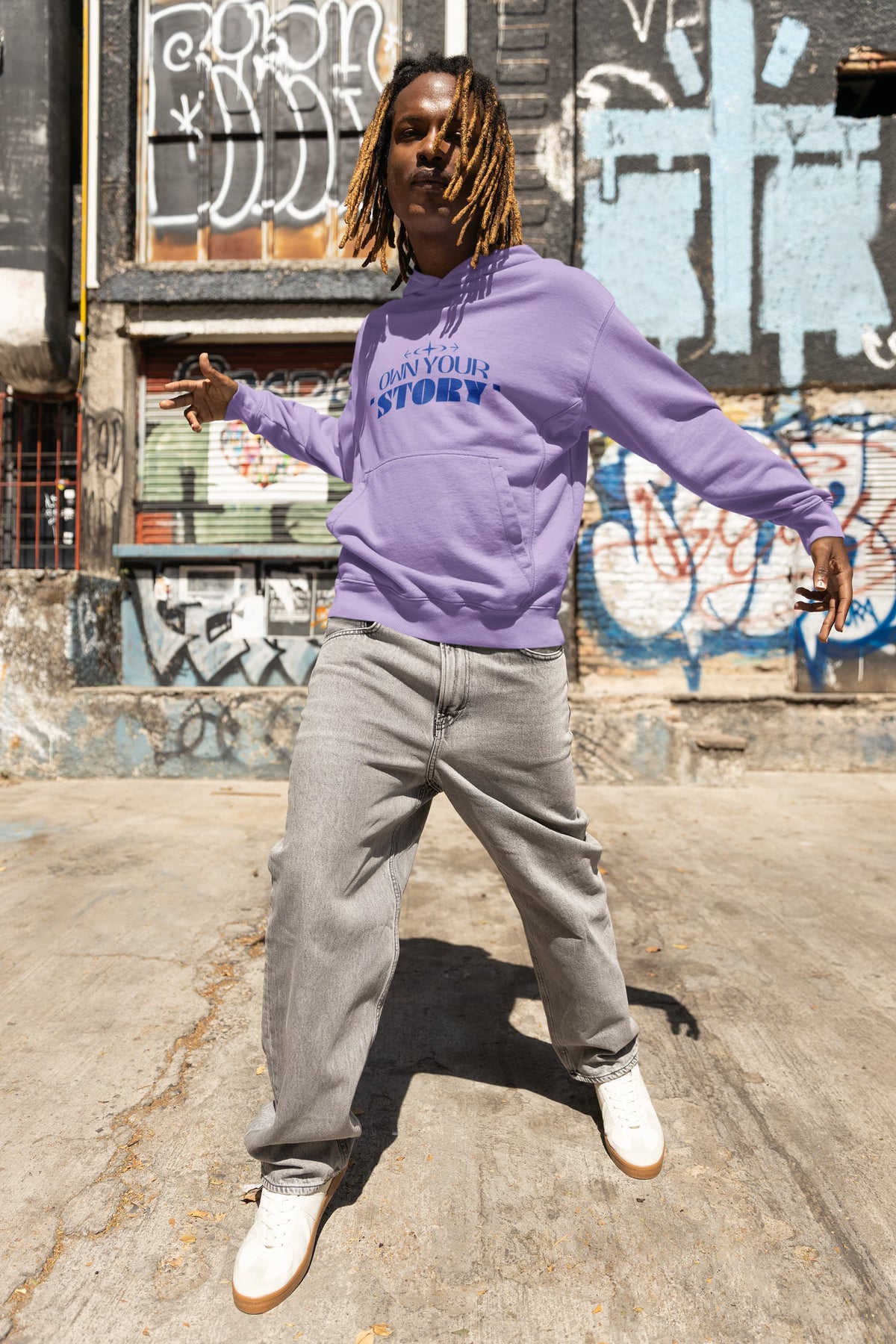 Karavirs® Authority Iris Lavender oversized hoodie for men India