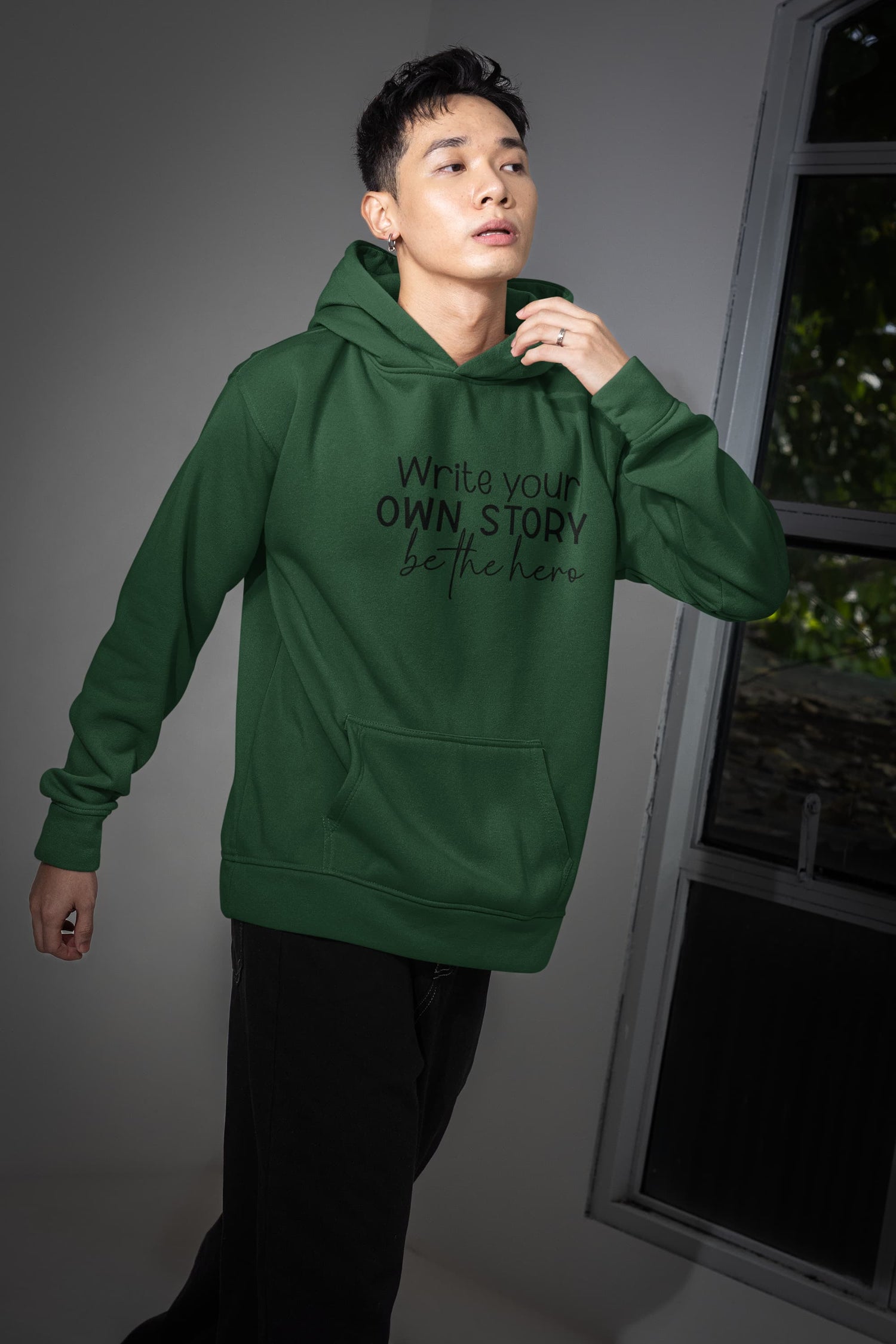 MENS OLIVE GREEN HOODIES