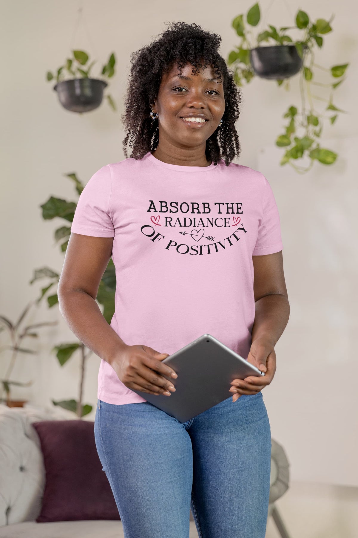 WOMENS LIGHT PINK ROUNDNECK T-SHIRT