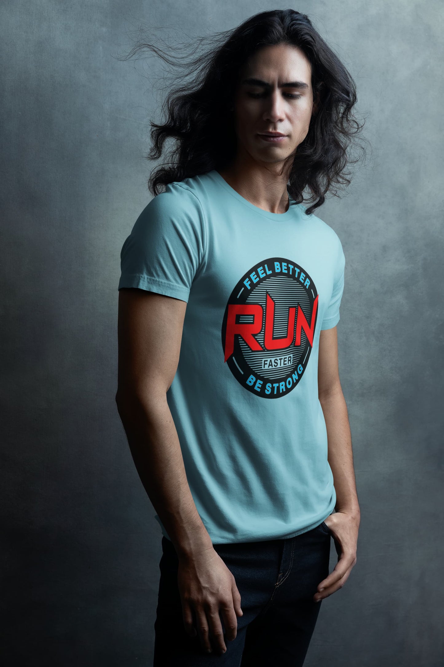 MENS SURF BLUE ROUNDNECK T-SHIRT