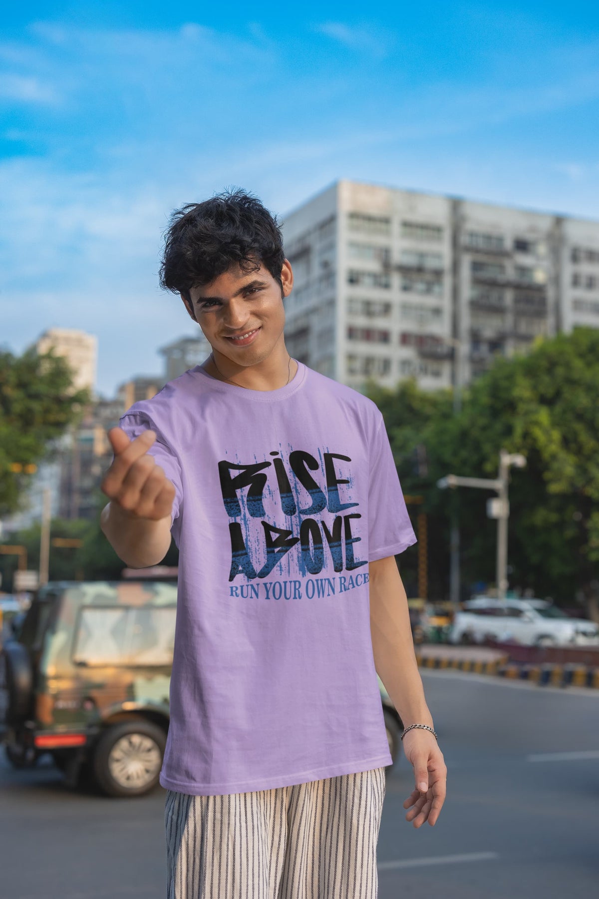 Karavirs® Lead Iris Lavender graphic tee for men India