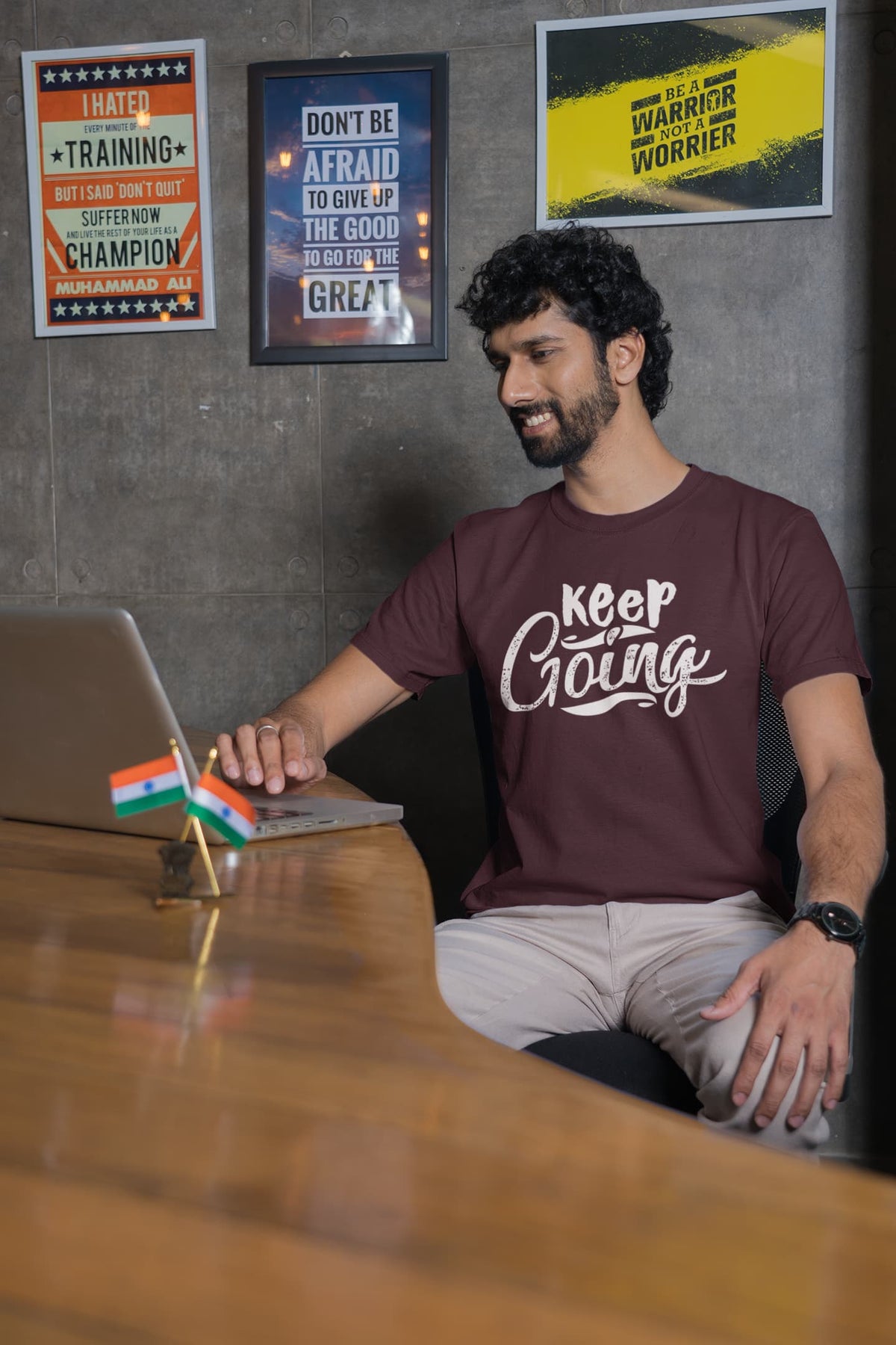 Karavirs® Avalanche Burgundy graphic tee for men India