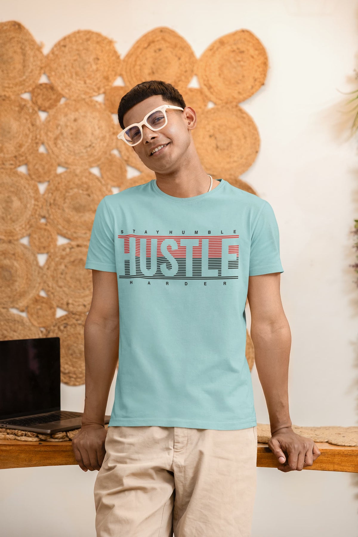 Karavirs® Modest Surf Blue graphic tee for men India