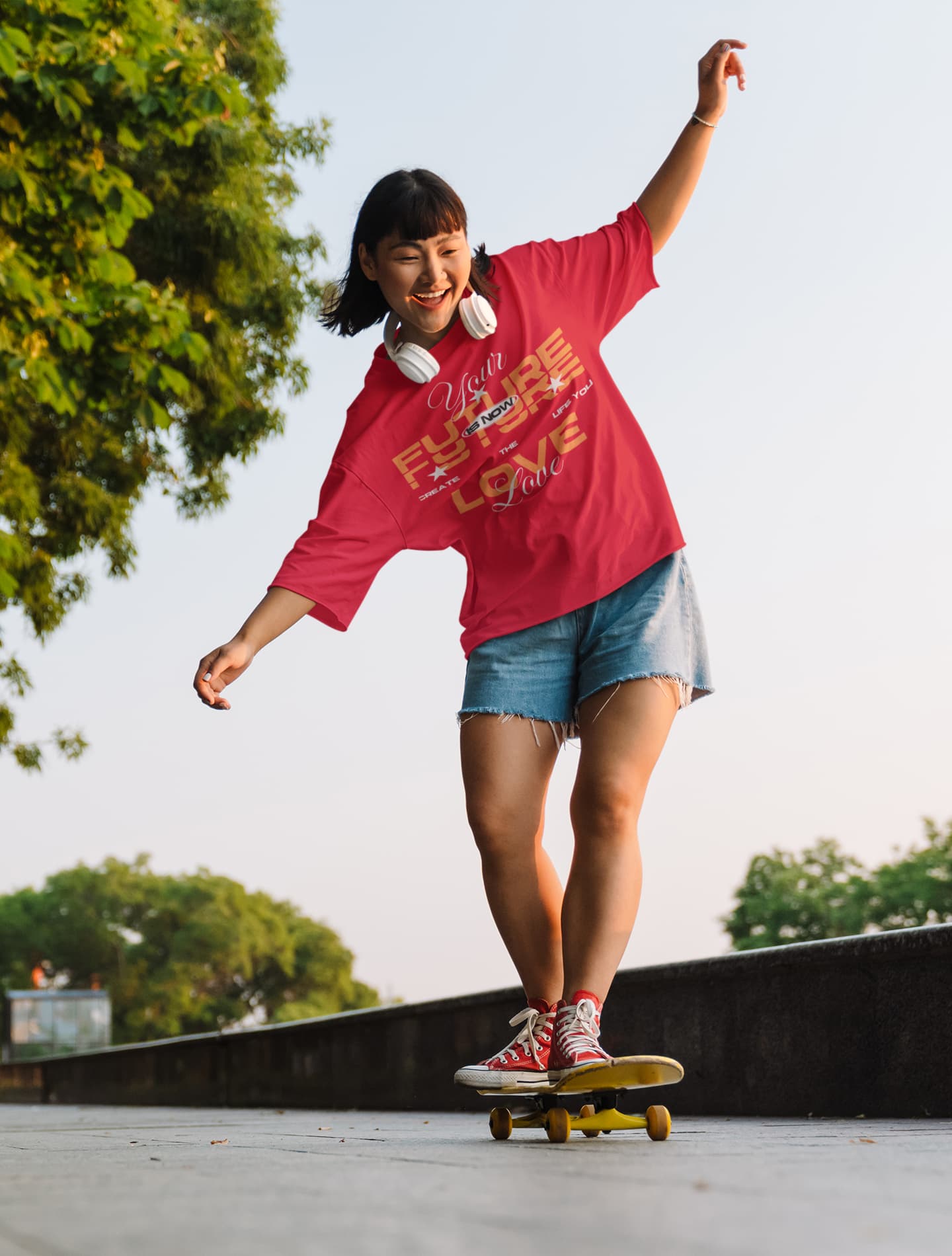 Men's Red Oversized Round Neck T-shirts