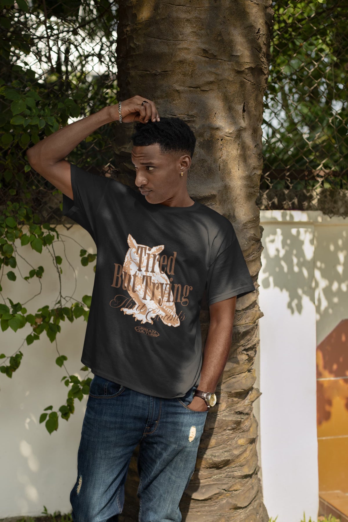 Karavirs® Weary Black graphic tee for men India