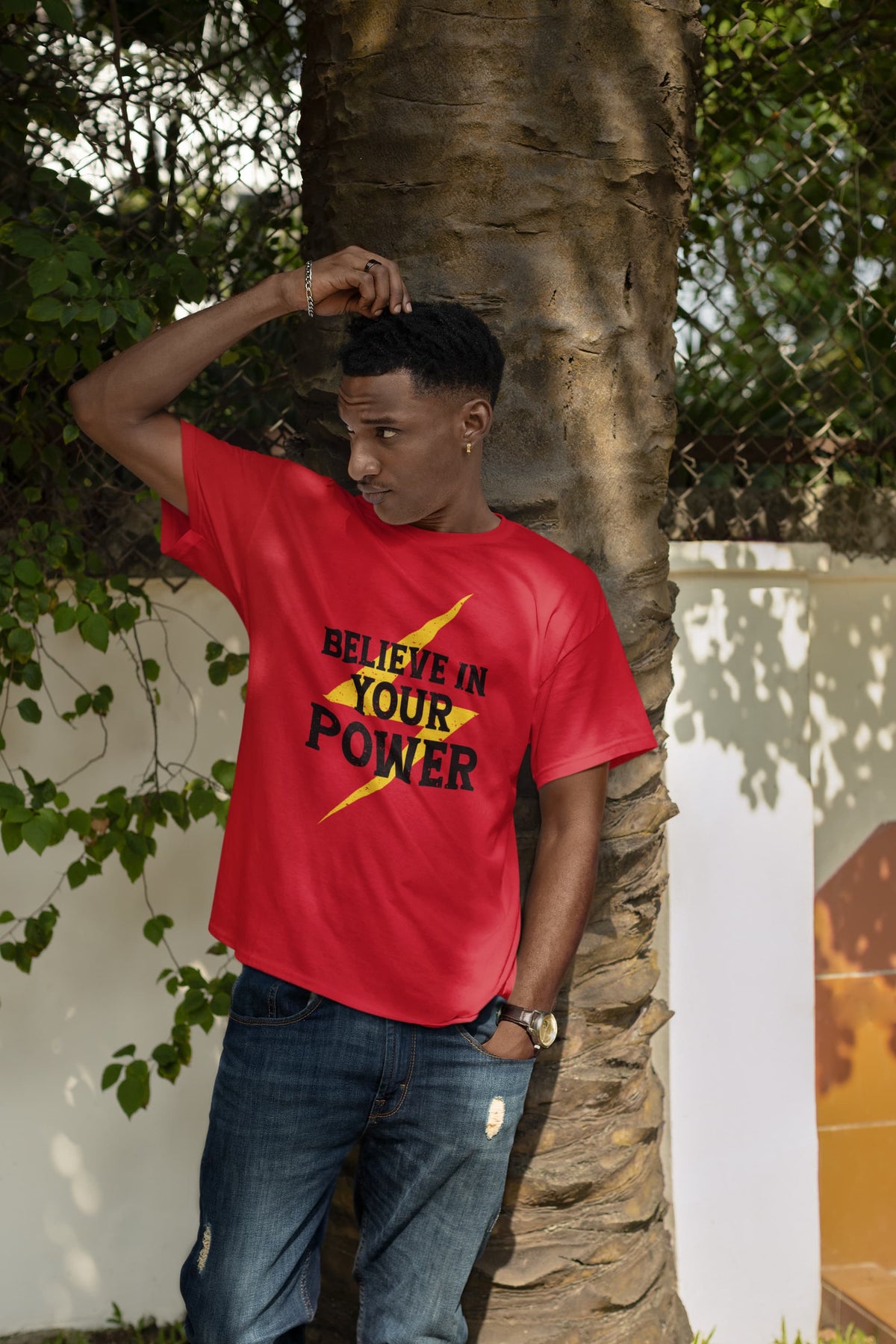 Karavirs® Empowered Red graphic tee for men India