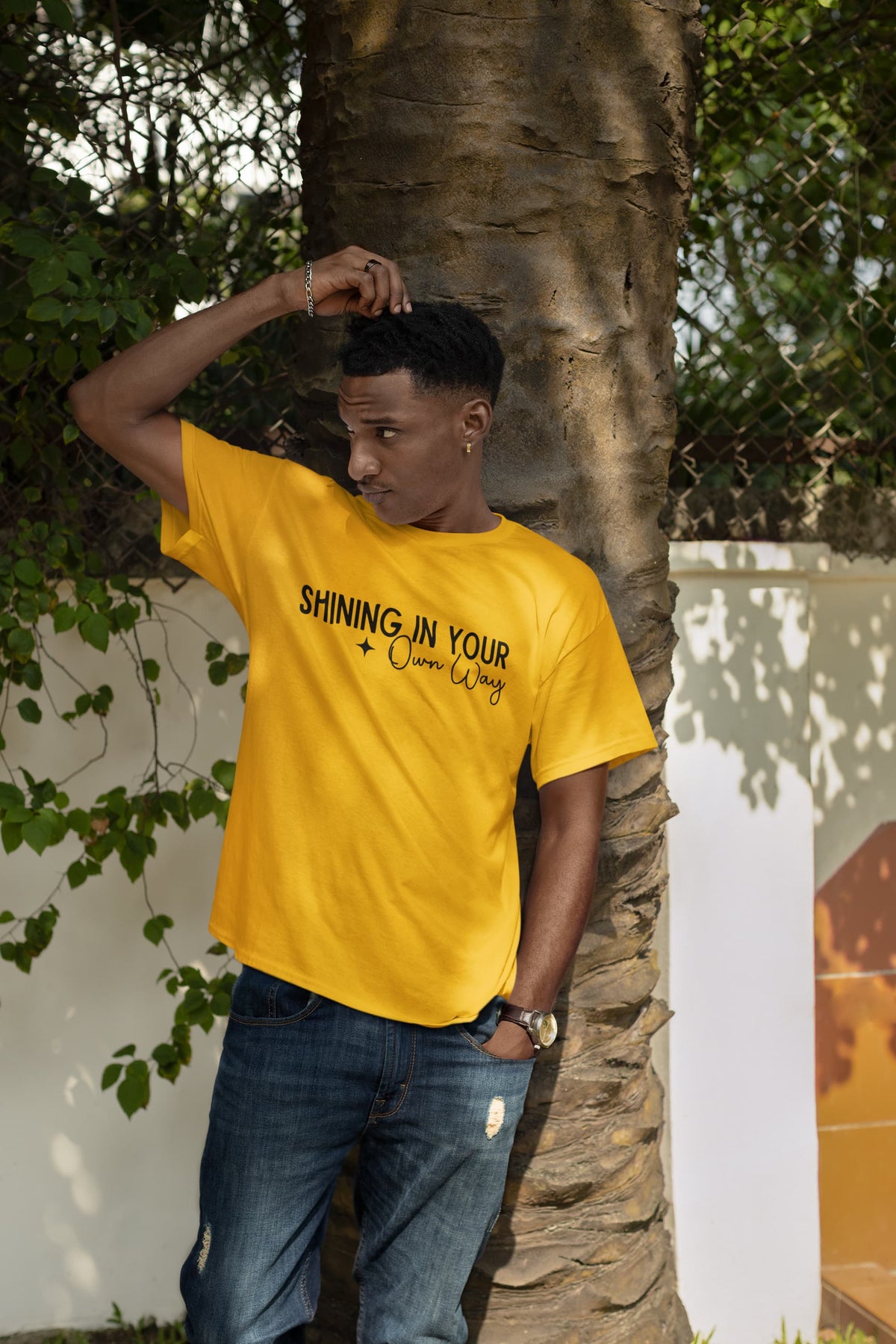 Karavirs® Cypress Golden Yellow graphic tee for men India
