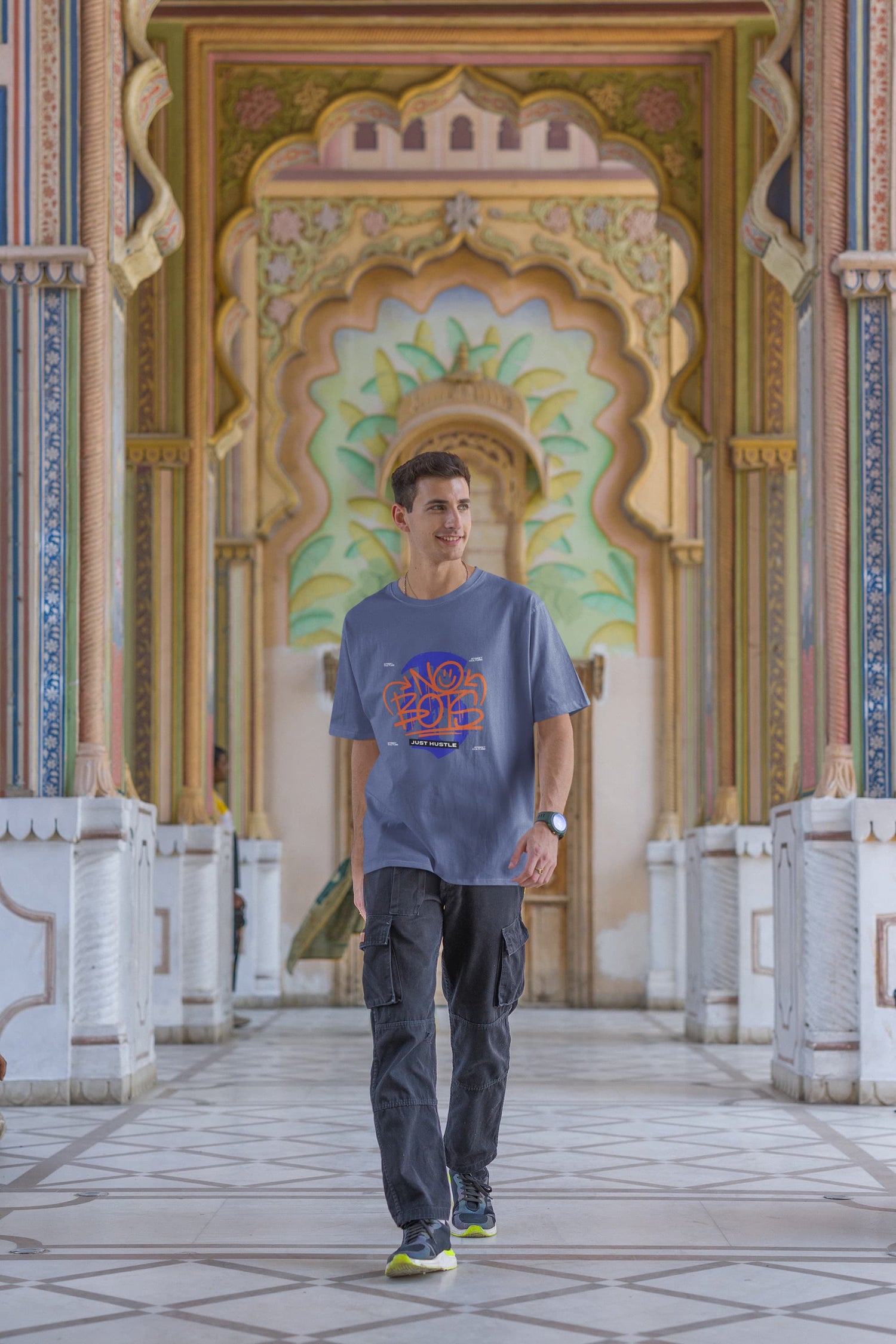 MENS STEEL GREY OVERSIZED T-SHIRT