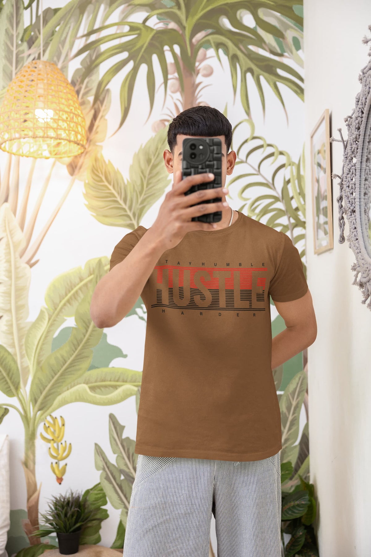 Karavirs® Modest Chocolate Brown graphic tee for men India