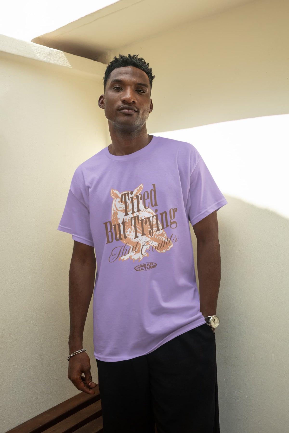 Karavirs® Weary Iris Lavender graphic tee for men India