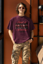 Men's Burgundy Oversized Roundneck T-shirt