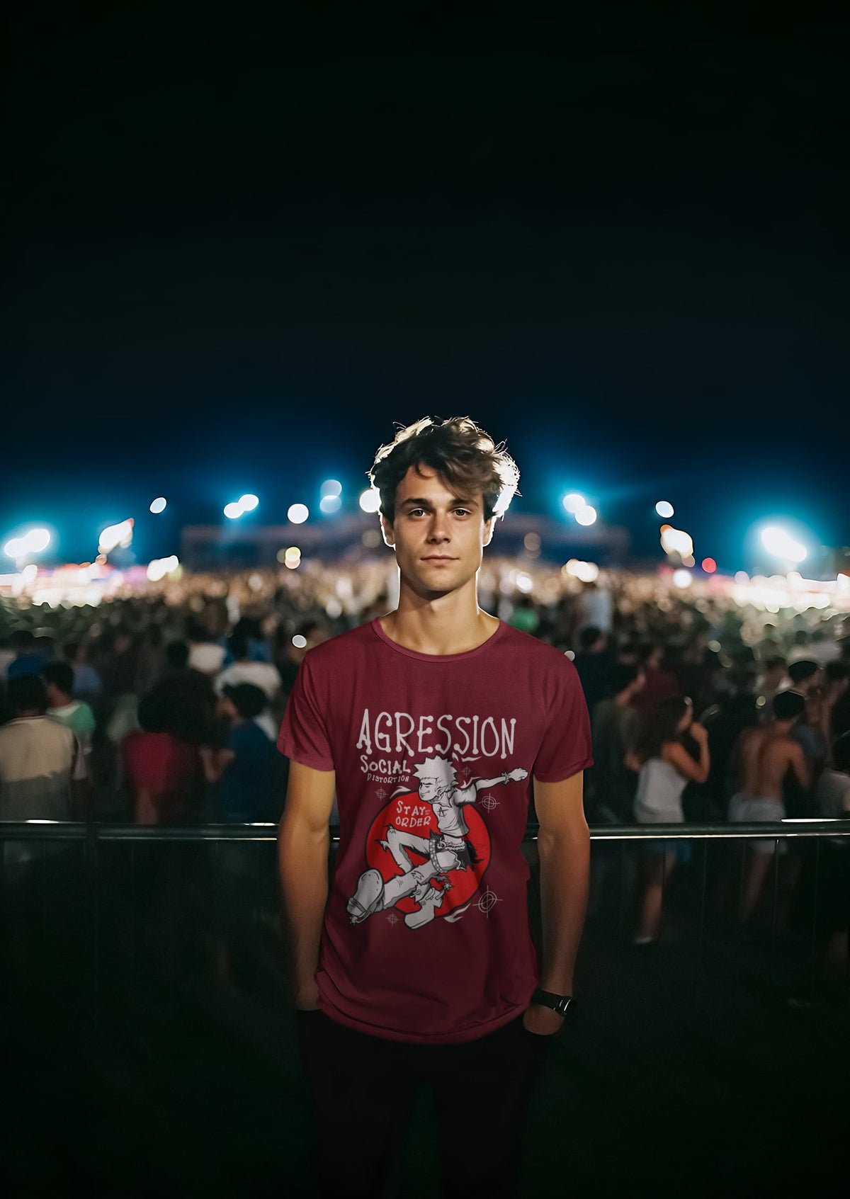 Men's Maroon Round Neck T-shirt