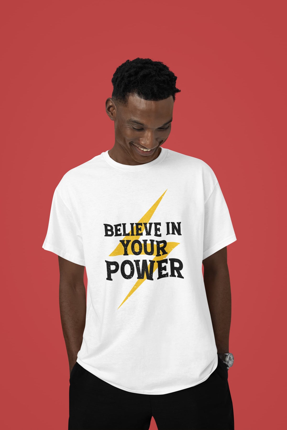 Karavirs® Empowered White graphic tee for men India