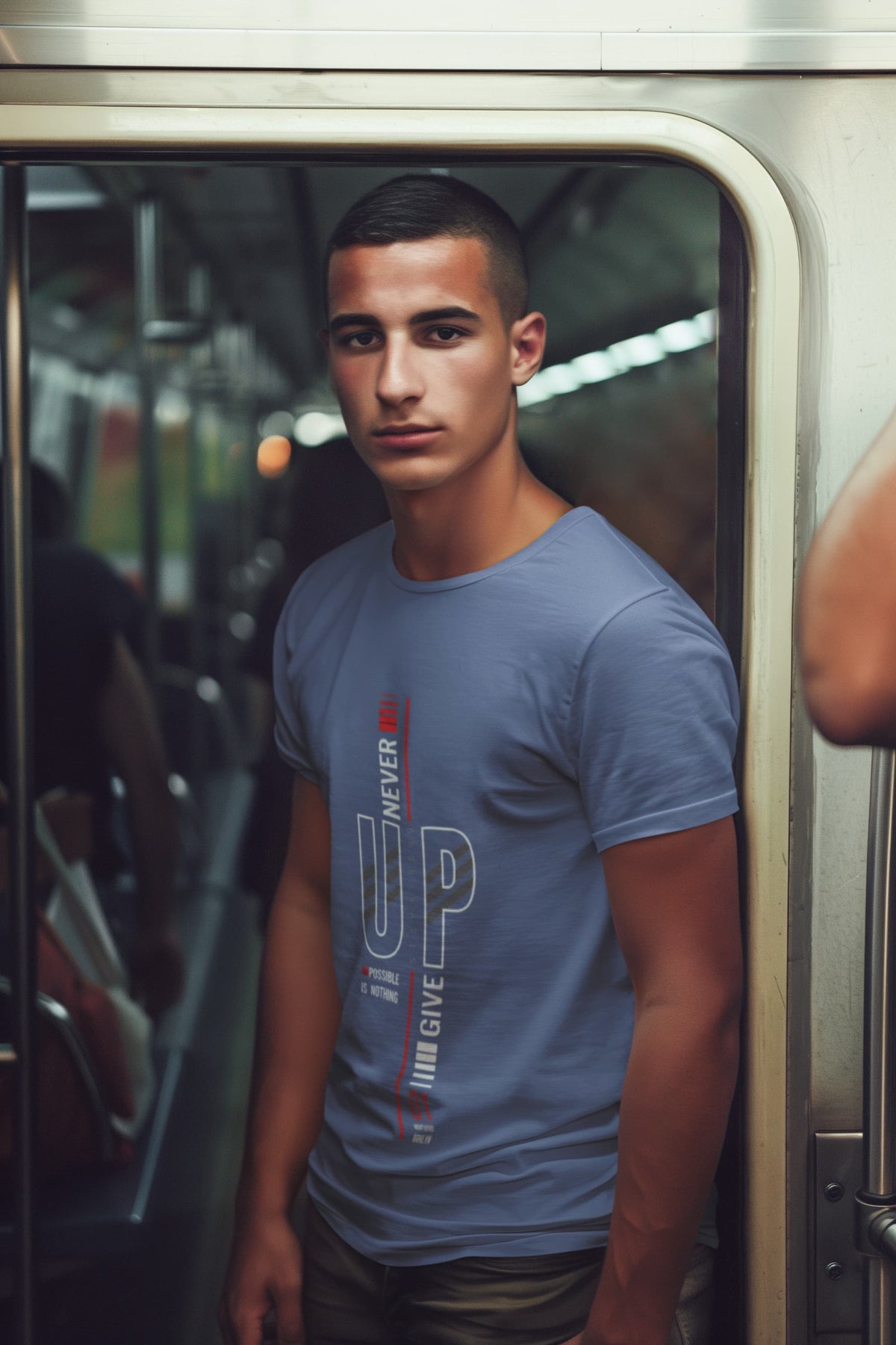 Men's Smoke Blue Round Neck T-shirts