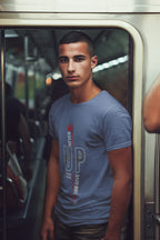Men's Smoke Blue Round Neck T-shirts