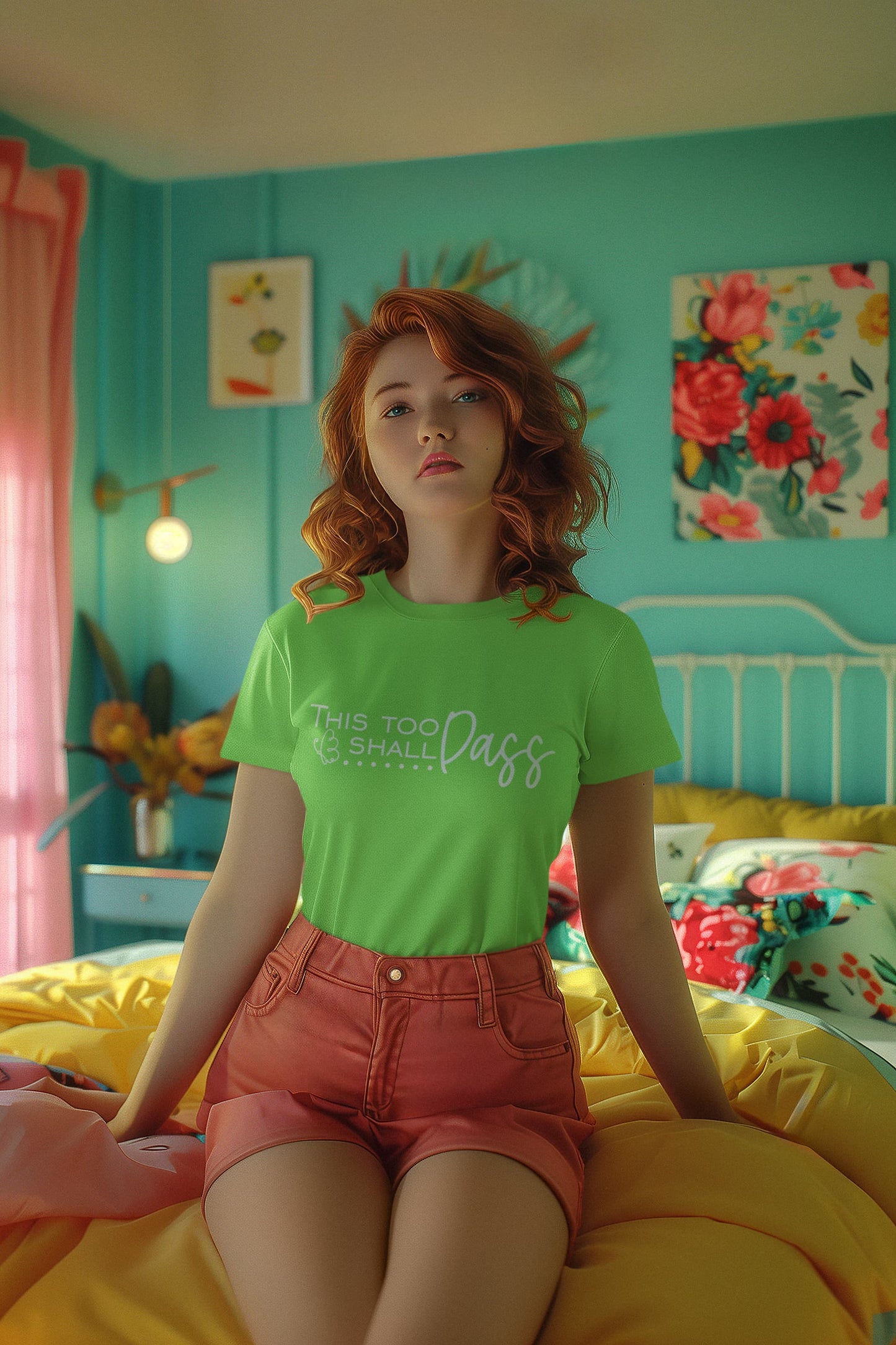Women's Liril Green Round Neck T-shirts