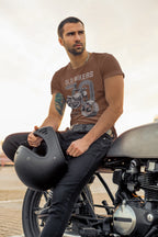 Men's Coffee Brown Round Neck T-shirt