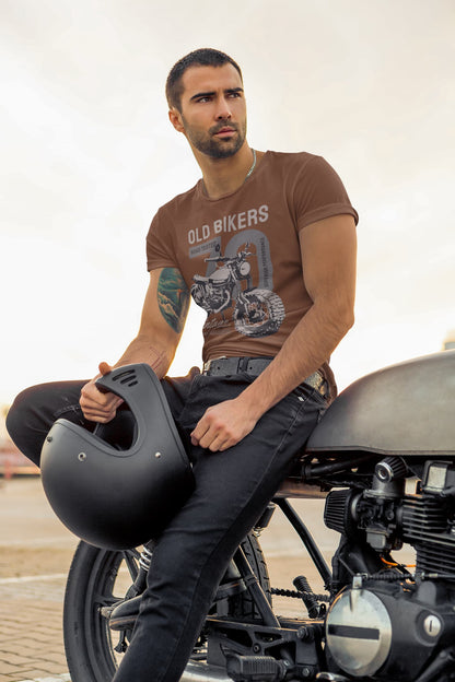 Men's Coffee Brown Round Neck T-shirt