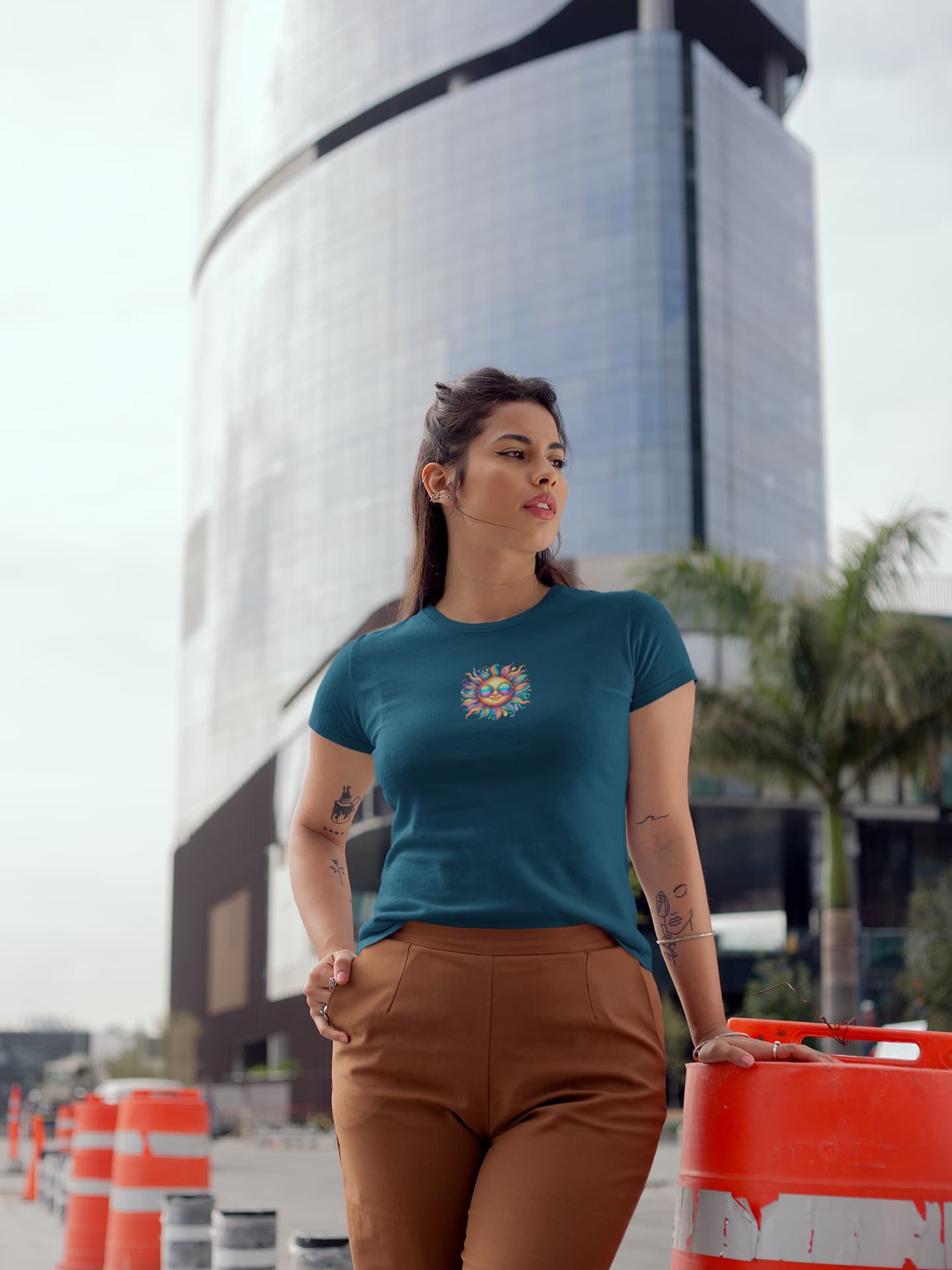 Women's Navy Blue Round Neck T-shirts
