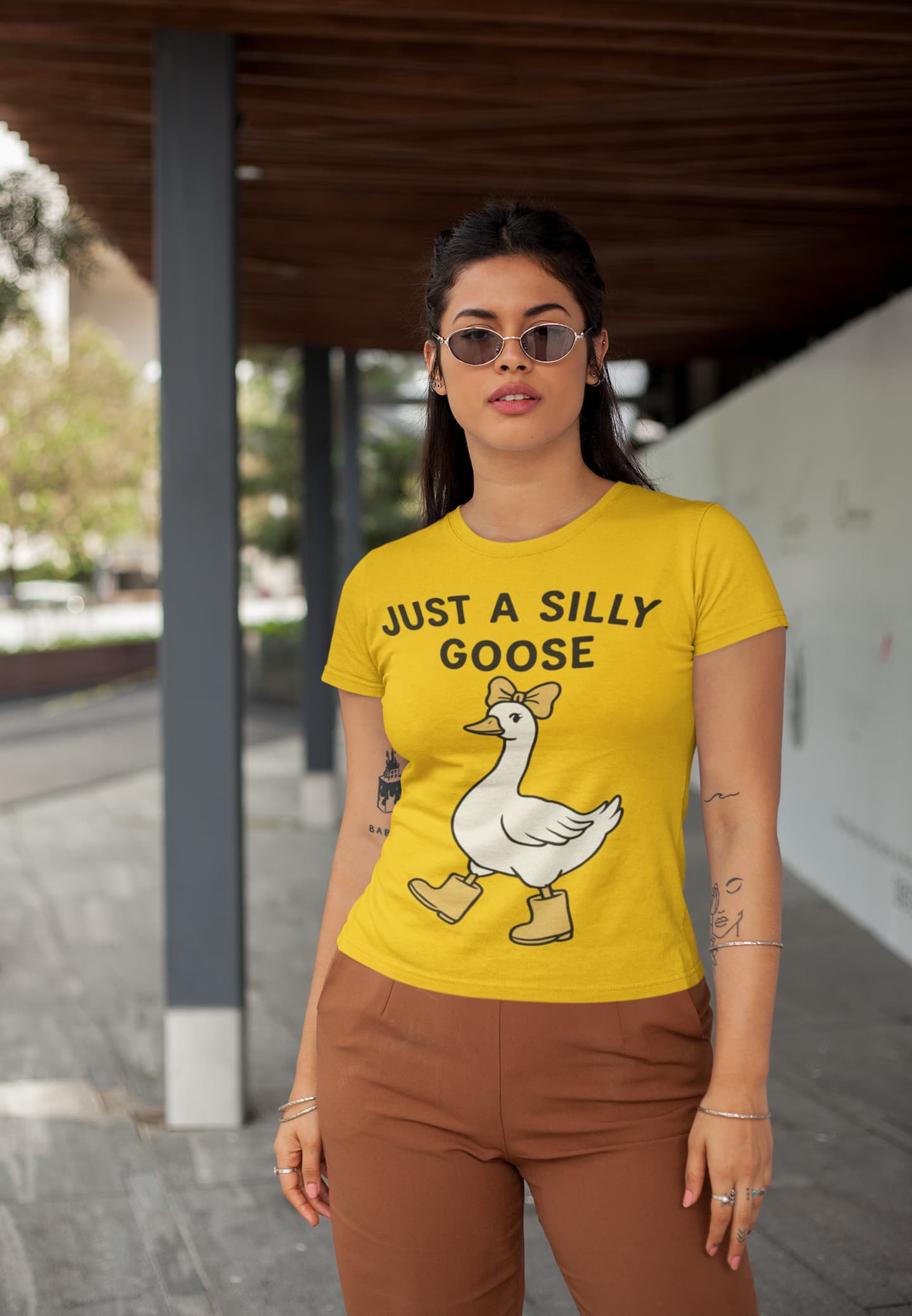 Women's Golden Yellow Round Neck T-shirts