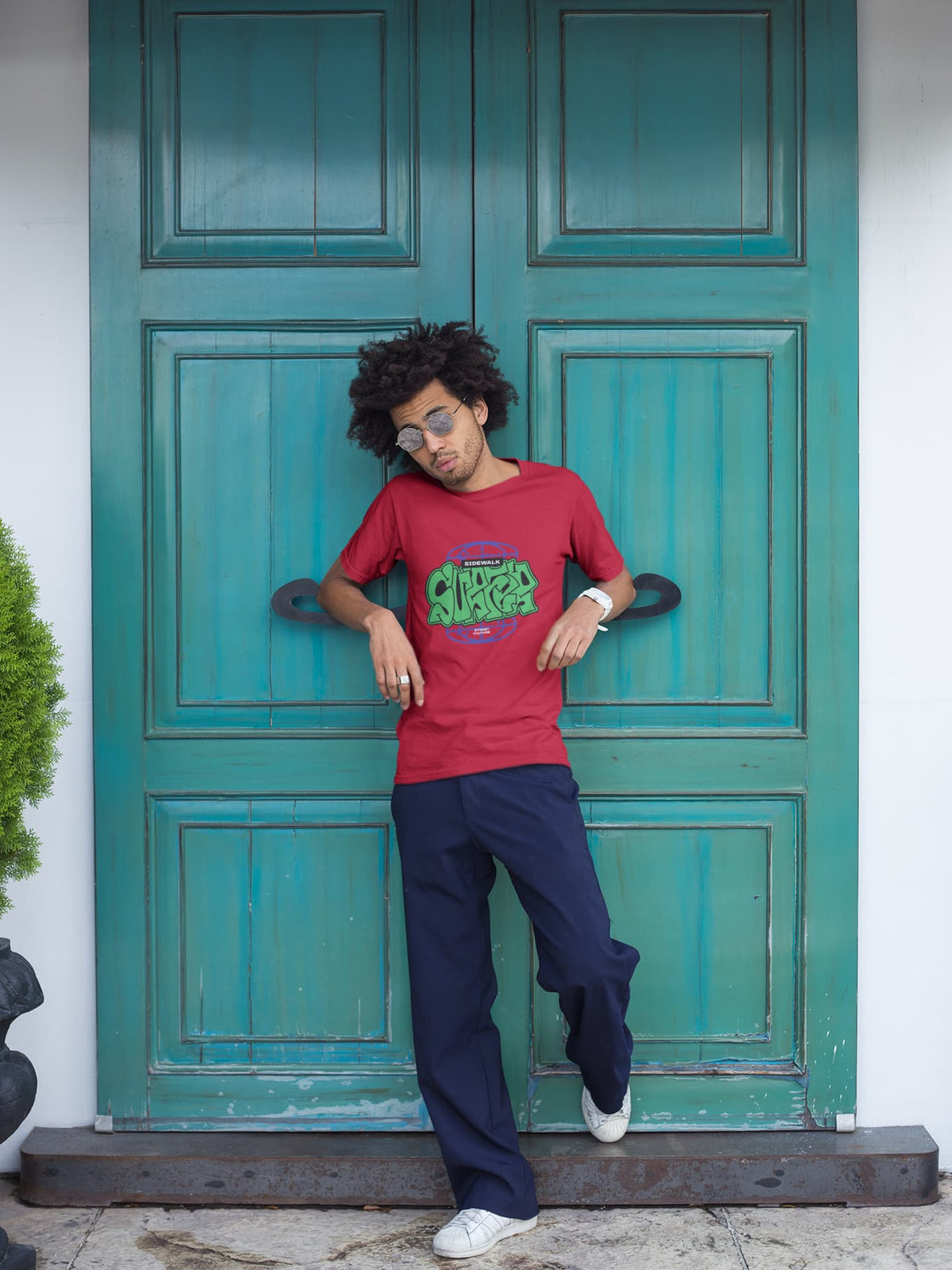 Karavirs® Sidewalk Red graphic tee for men India