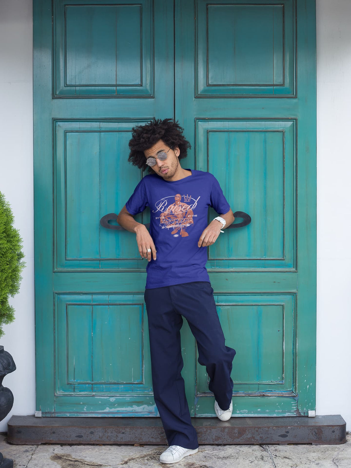 Karavirs® Elevated Royal Blue graphic tee for men India