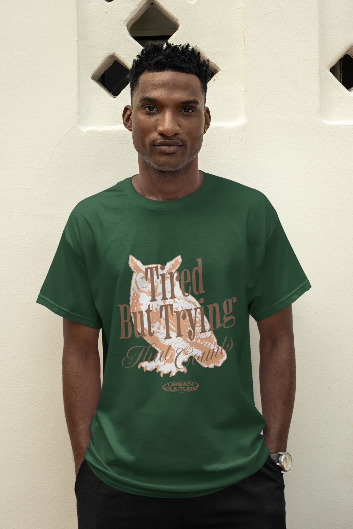 Karavirs® Weary Olive Green graphic tee for men India