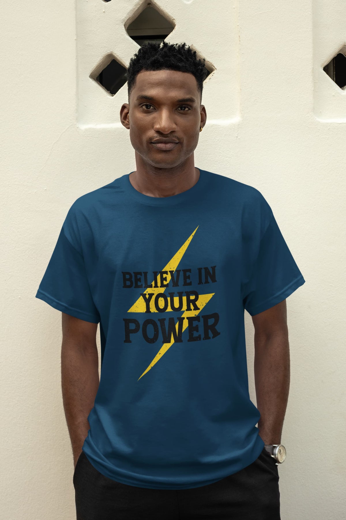 Karavirs® Empowered Navy Blue graphic tee for men India