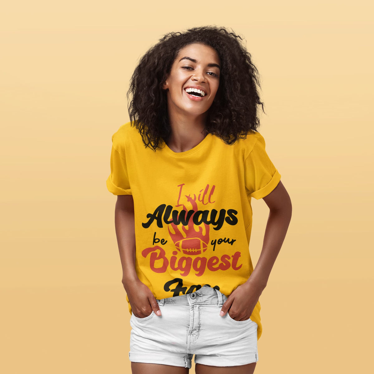 Women's Golden Yellow Round Neck T-shirts