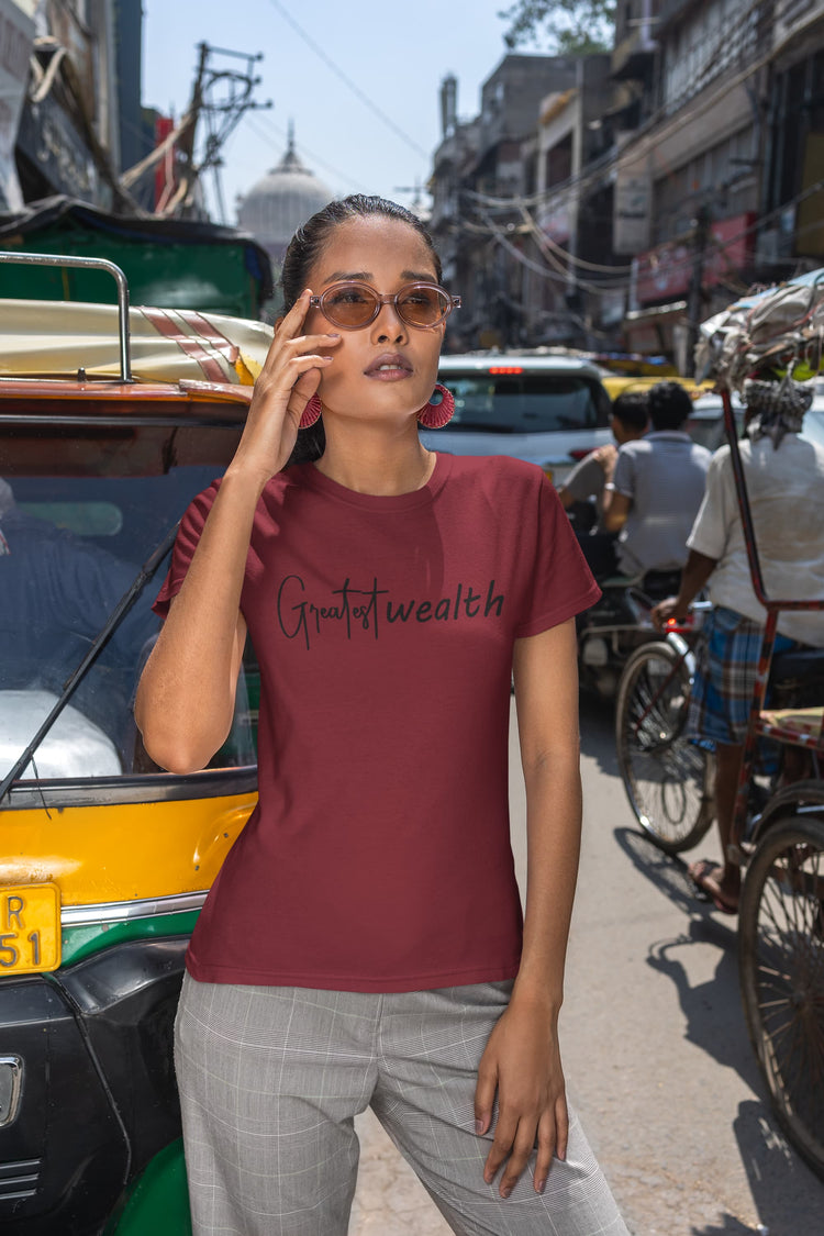 WOMENS MAROON ROUNDNECK T-SHIRT