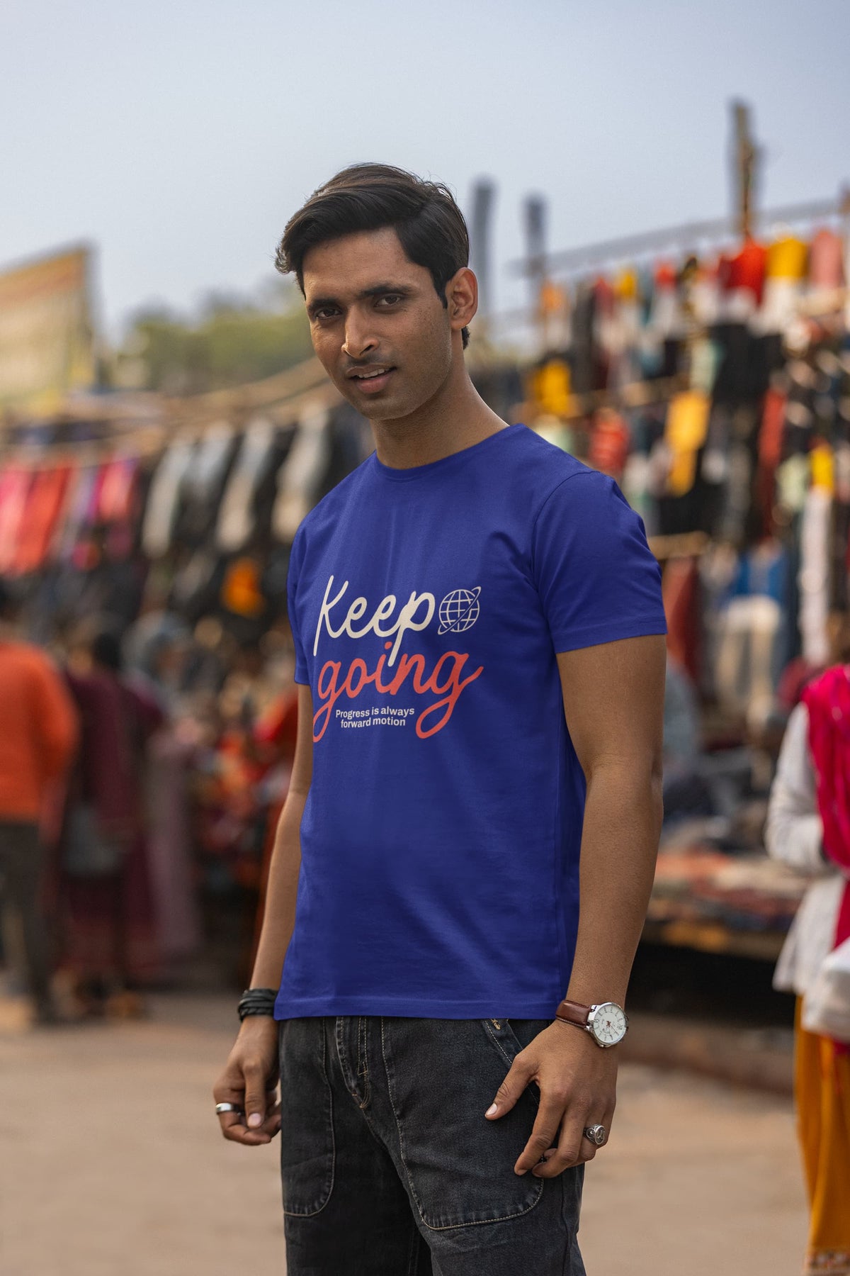 Karavirs® Keep Royal Blue graphic tee for men India