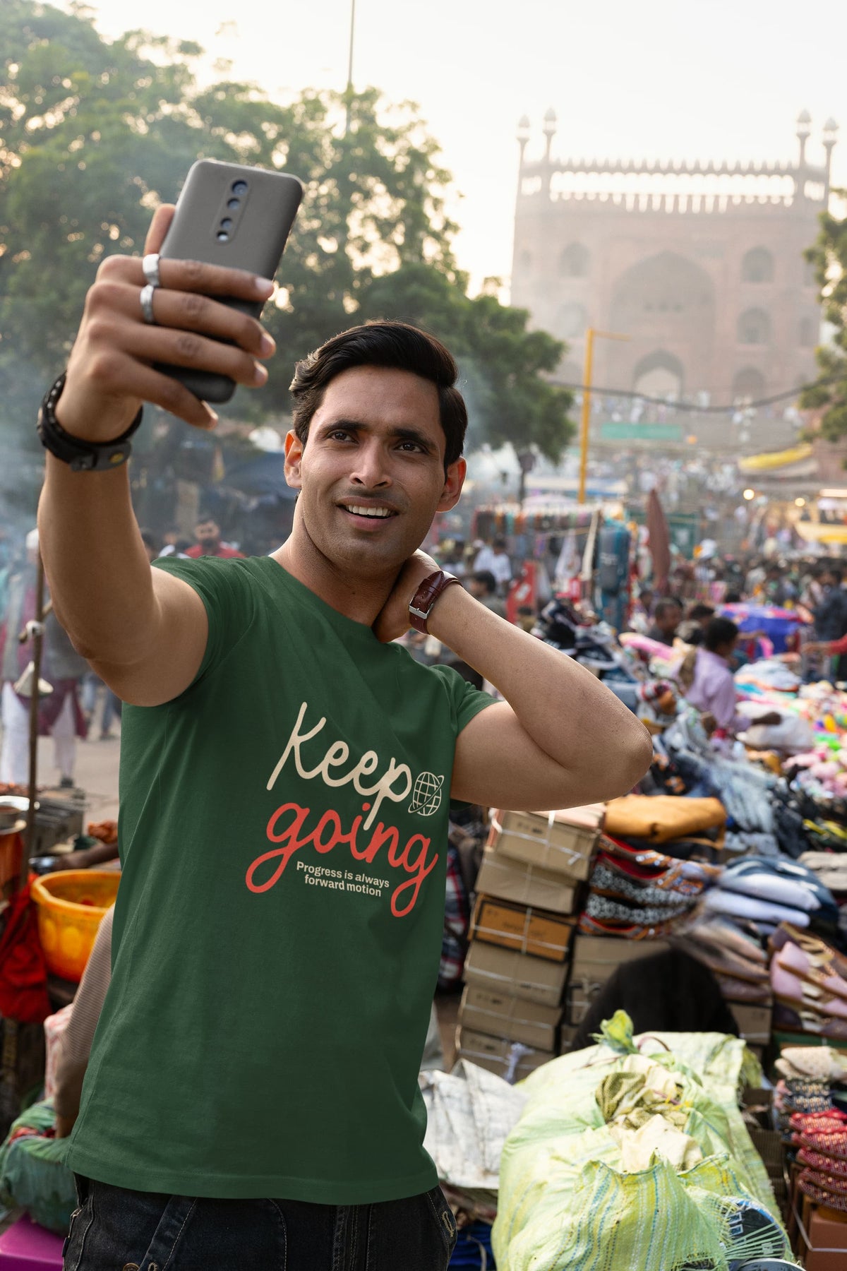 Karavirs® Keep Olive Green graphic tee for men India