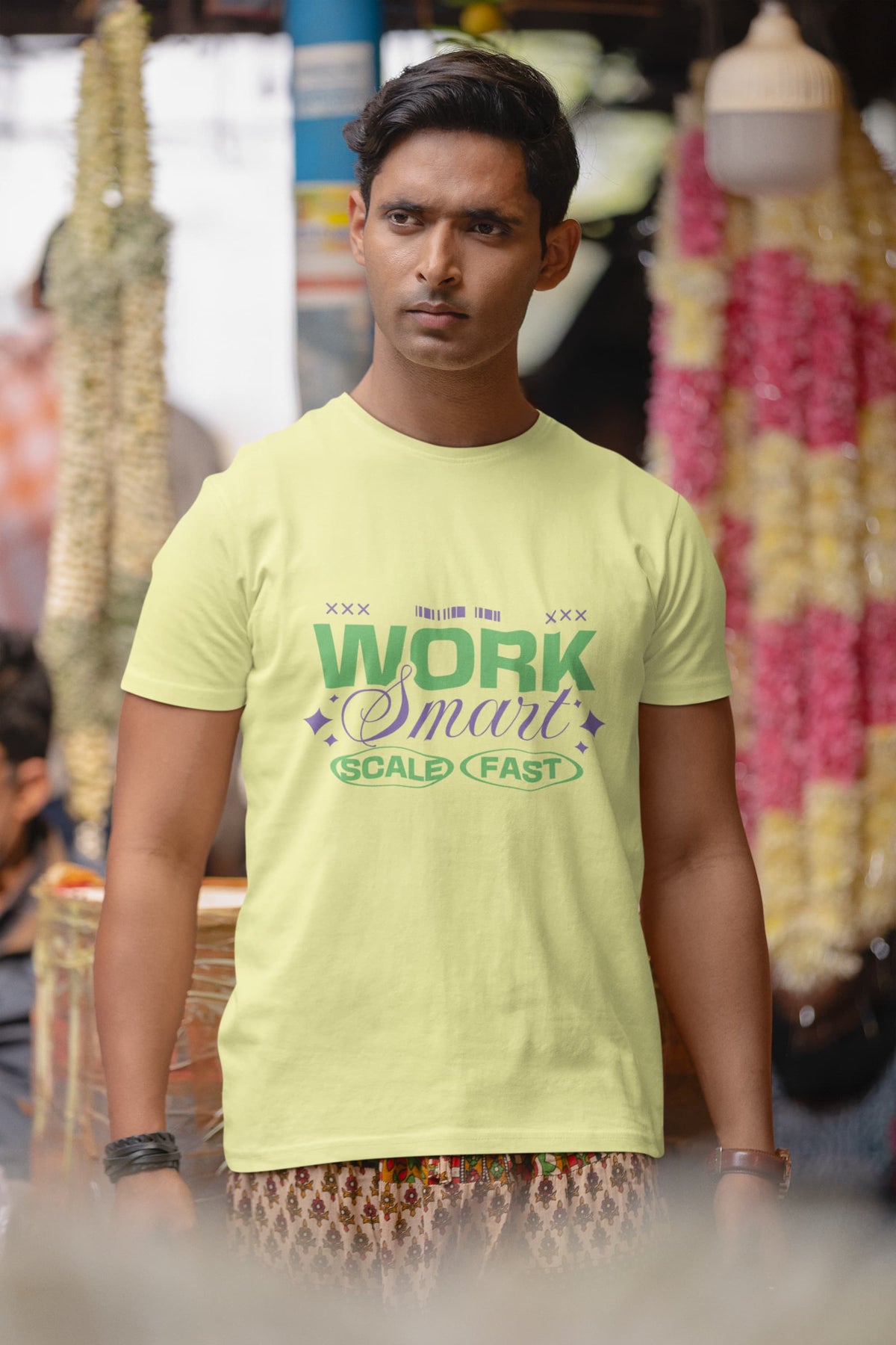 Karavirs® Labour Butter Yellow graphic tee for men India