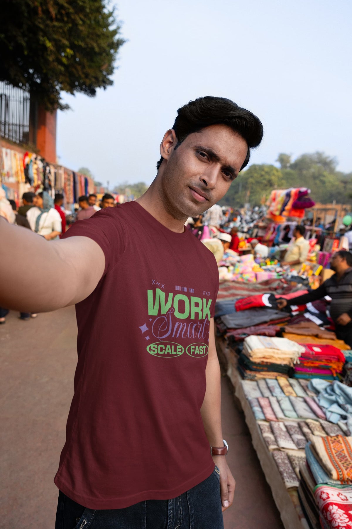 Karavirs® Labour Maroon graphic tee for men India