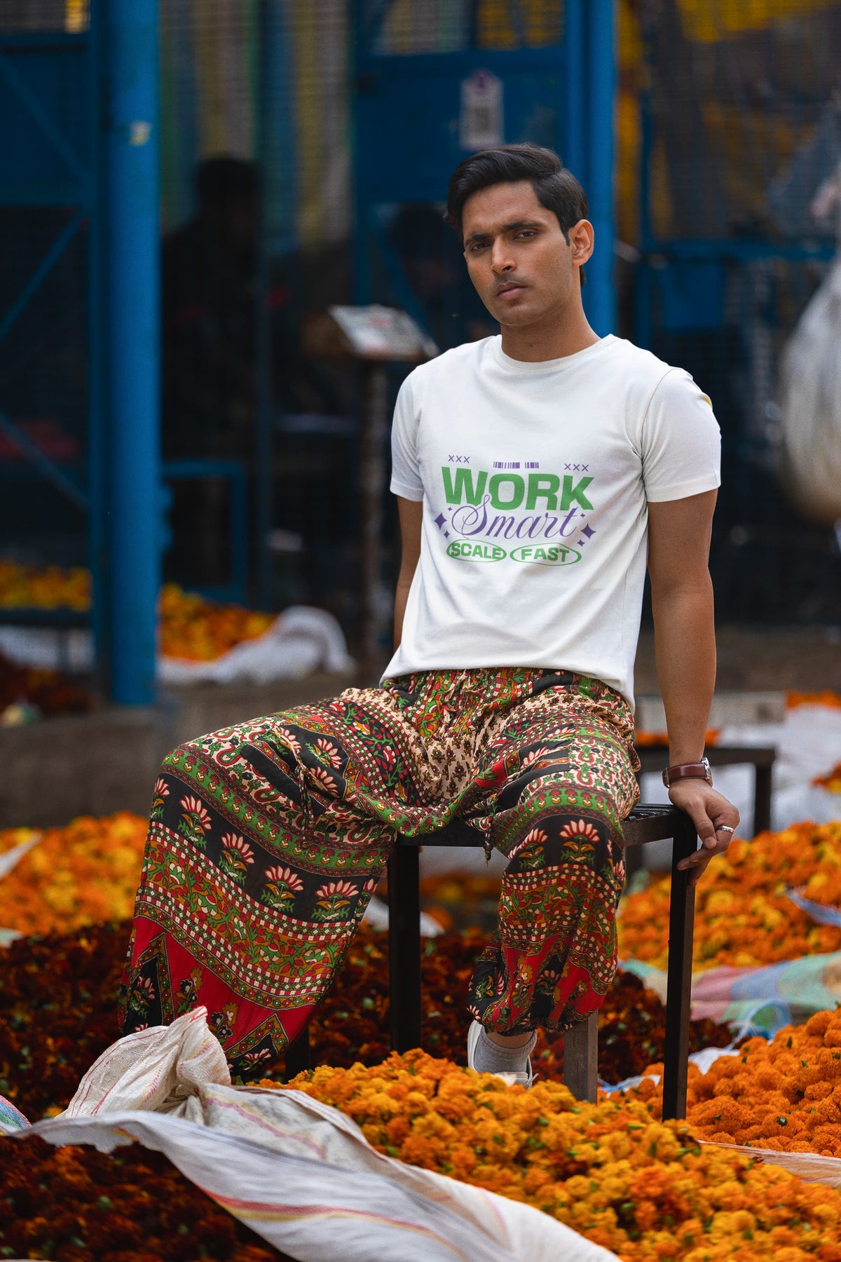 Karavirs® Labour White graphic tee for men India