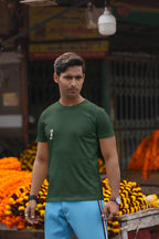 MENS OLIVE GREEN ROUNDNECK T-SHIRT