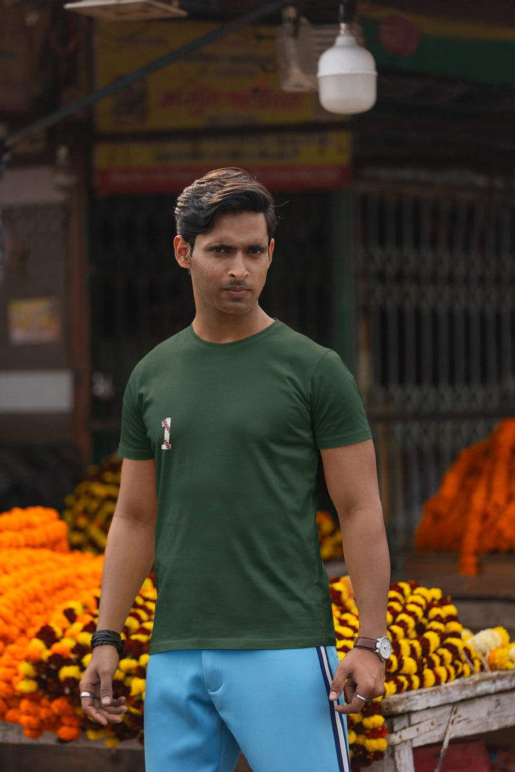 MENS OLIVE GREEN ROUNDNECK T-SHIRT