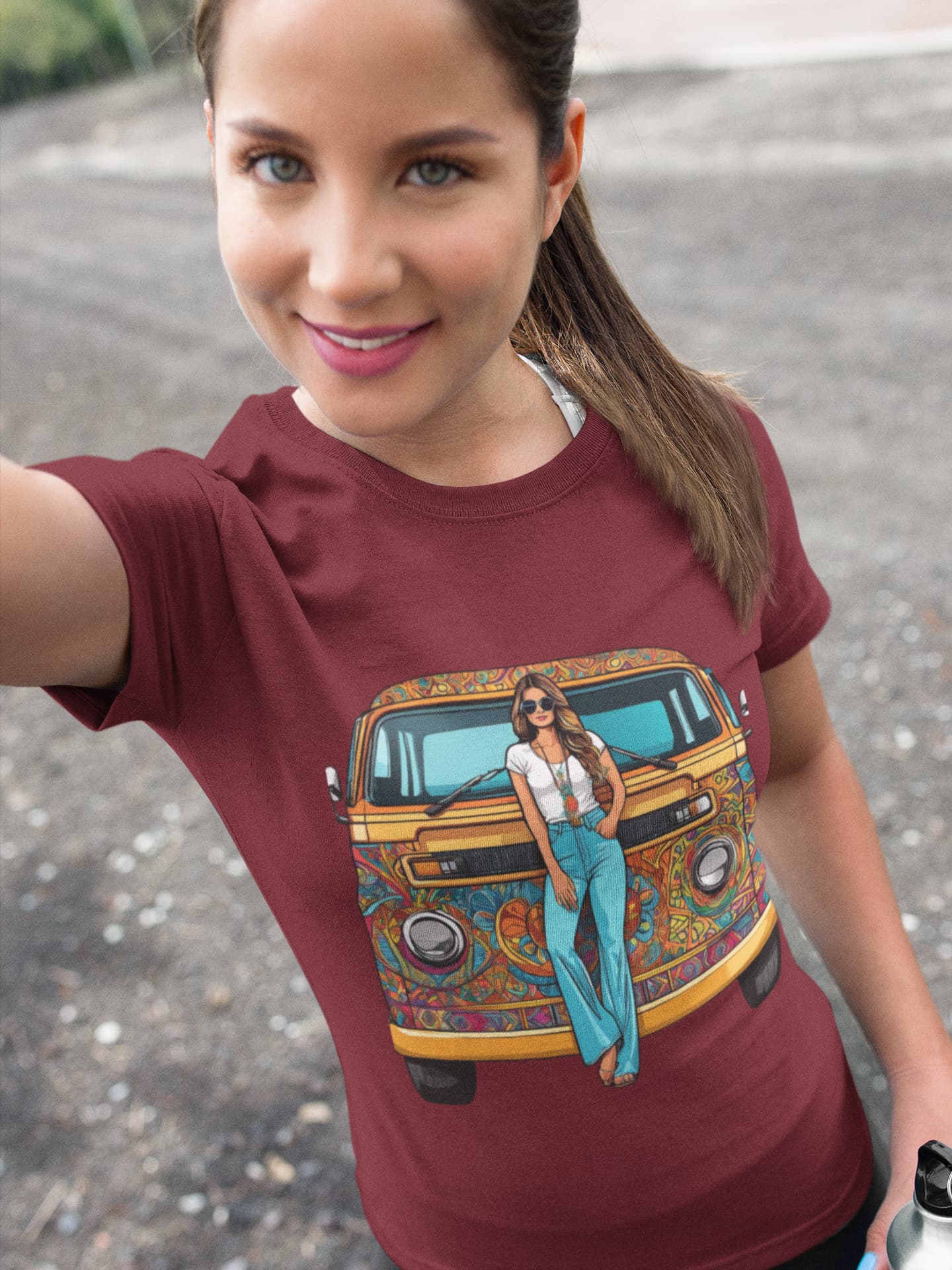 Women's Maroon Round Neck T-shirts