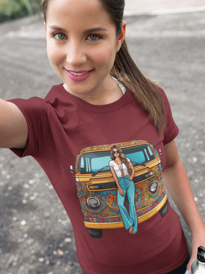Women's Maroon Round Neck T-shirts