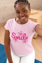 Women's Light Pink Round Neck T-shirts